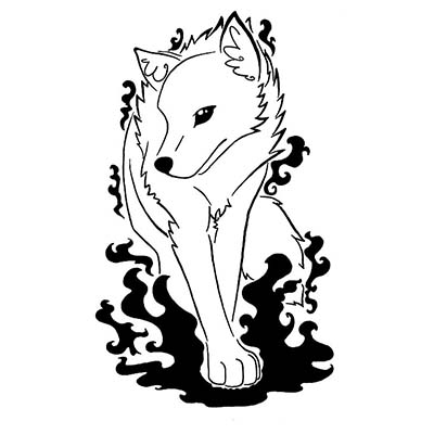 Feminine Wolf Design Water Transfer Temporary Tattoo(fake Tattoo) Stickers NO.11706
